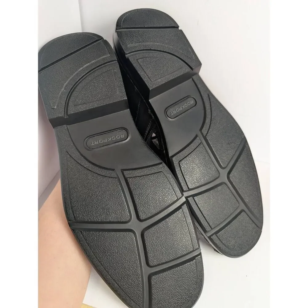Rockport Black leather fisherman slingback closed toe dress sandals Men's 13